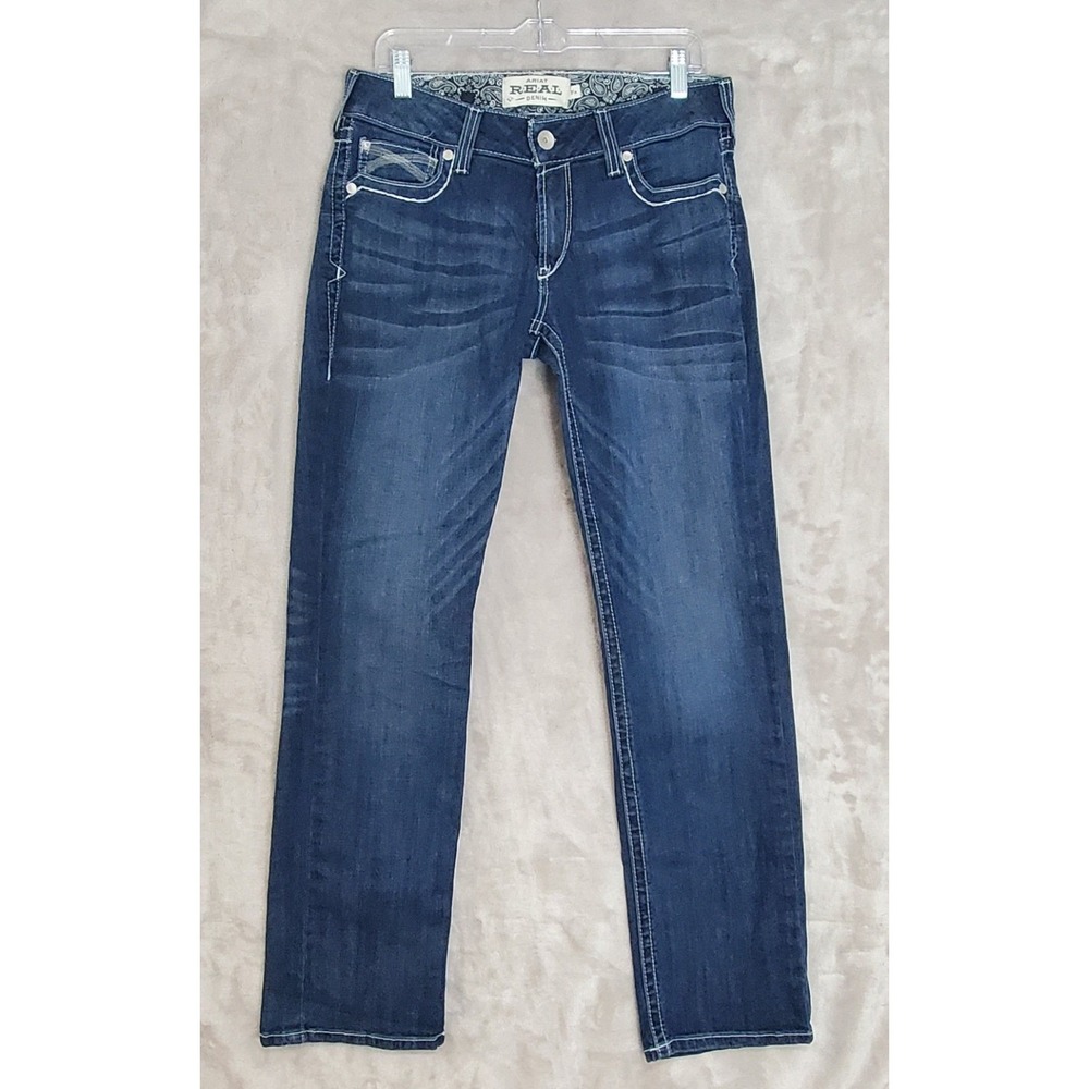 Ariat Real Jeans Women's 31 Blue Dresden Mr Str Ivy Straight Denim Jeans EUC